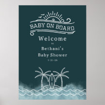 Baby shower d'ardoise neutre à bord