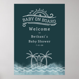 Poster Baby shower d'ardoise neutre à bord