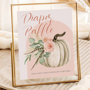 Poster Baby shower d'automne Aquarelle Citrouille Déchets