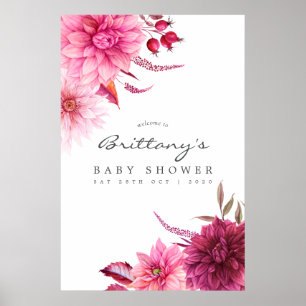 Poster Baby shower d'automne Bourgogne et Brousse Bienven