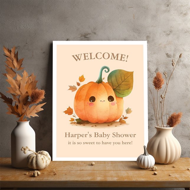 Poster Baby shower d'automne Citrouille doux (Get ready to "squash" the ordinary and embrace the extraordinary with our Fall Baby Shower theme! )