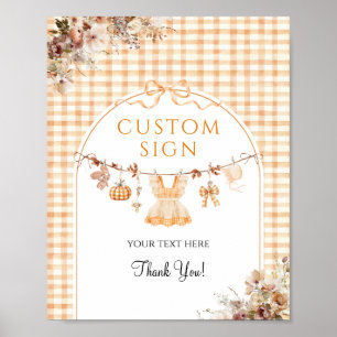 Poster Baby shower d'automne moderne fille Citrouille per