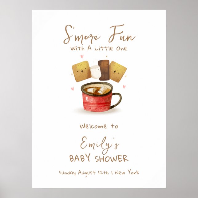 Poster Baby shower d'automne Neutre sur le genre S'more F (Devant)