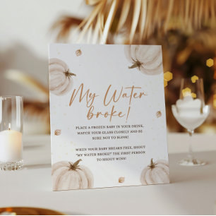 Poster Baby shower d'automne Symbole de ma rupture d'eau