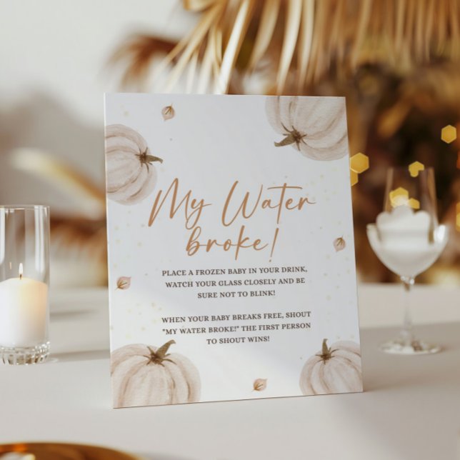 Poster Baby shower d'automne Symbole de ma rupture d'eau (Créateur téléchargé)