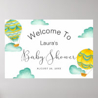 Baby shower de ballons à air chaud Aqua jaune Bien