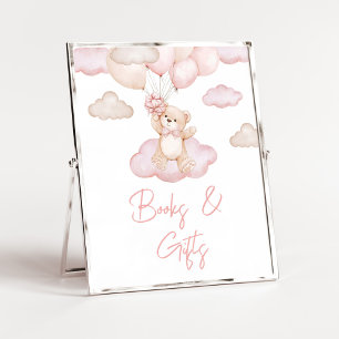 Poster Baby shower de ballons pour bébés roses Livres et