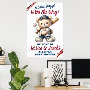 Poster Baby shower de baseball