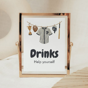 Poster Baby shower de baseball Little Slugger Boissons