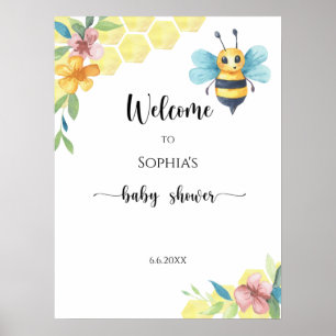 Poster Baby shower de bienvenue aux abeilles