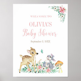 Poster Baby shower de bienvenue aux cerfs et amis