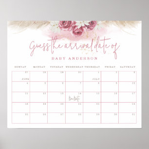 Poster Baby shower De Boho Tropical Devinez La Date D'Arr