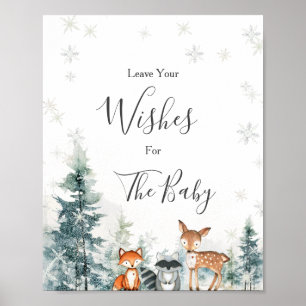 Poster Baby shower de bois d'hiver pour les animaux d'hiv