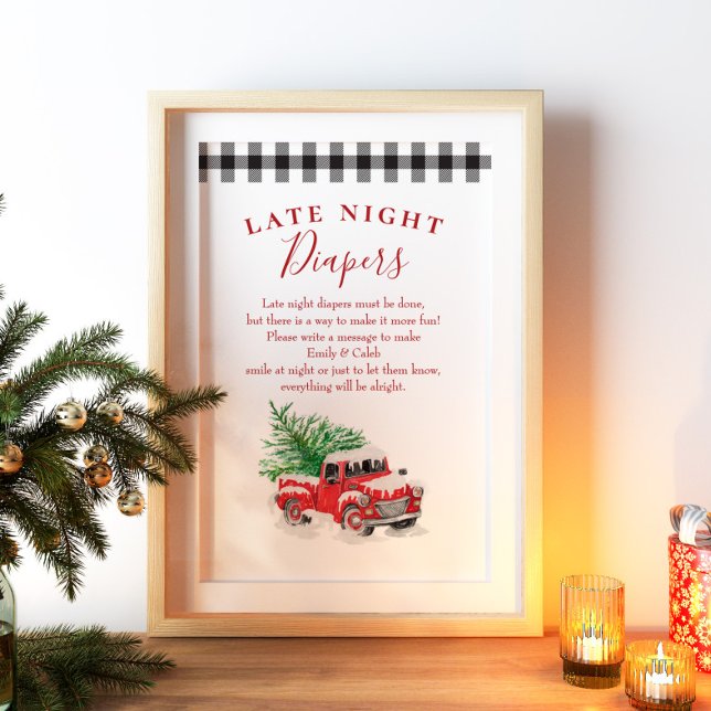 Poster Baby shower de camion rouge Noël Late Night Diapos (Créateur téléchargé)