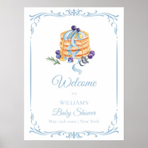 Poster Baby shower de cancake bleuté français mignon Bien