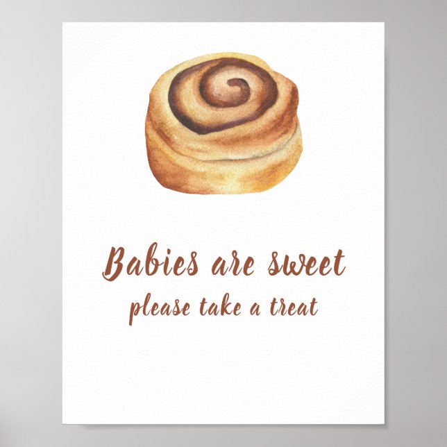 Poster Baby shower de cannelle Bun Les bébés sont doux (Devant)