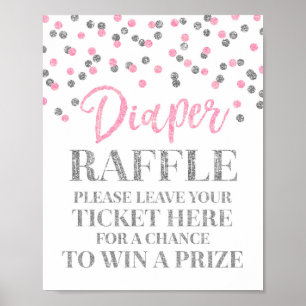 Poster Baby shower de carafe à couches en argent rose