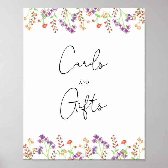 Poster baby shower de cartes et cadeaux fleur sauvage (Devant)