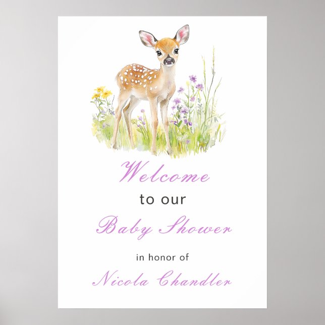 Poster Baby shower de cerfs de printemps (Devant)