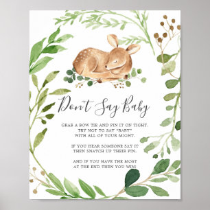 Poster Baby shower de cerfs ne pas dire signe bébé