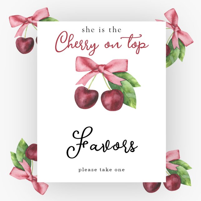 Poster Baby shower de cerises d'aquarelle - Faveurs (Créateur téléchargé)
