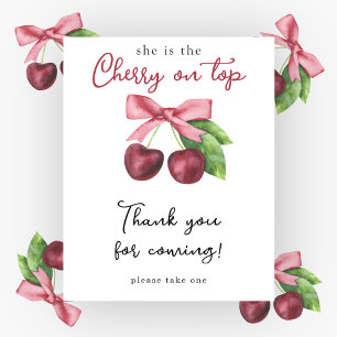 Poster Baby shower de cerises d'aquarelle - Merci