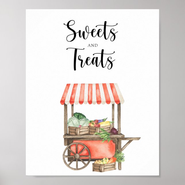 Poster Baby shower de chariot - bonbons et friandises (Devant)