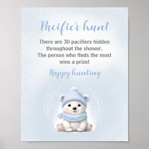 Poster Baby shower de chasse à l'ours bleu polaire
