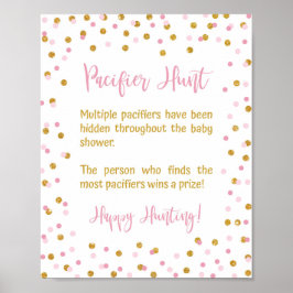 Poster Baby shower de chasse Pacifique Jeu Signe rose et