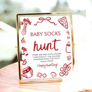 Poster Baby shower de chasse pour bébés italien tiré à la