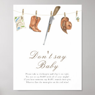 Poster Baby shower de chasseur - Ne dites pas bébé