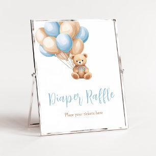 Poster Baby shower de couche de plongée de l'ours bleu Bo