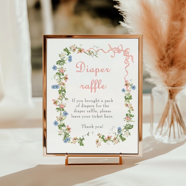 Poster Baby shower de couche fleur sauvage Pink Bow (Créateur téléchargé)