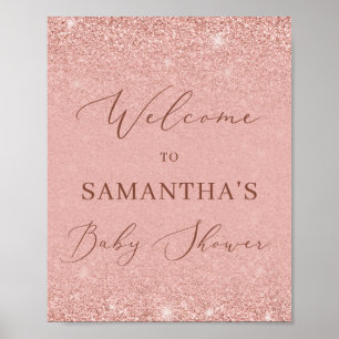 Poster Baby shower de  de parties scintillant en or rose 