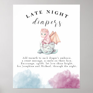 Poster Baby shower de dragon d'éclosion Diapositives noct
