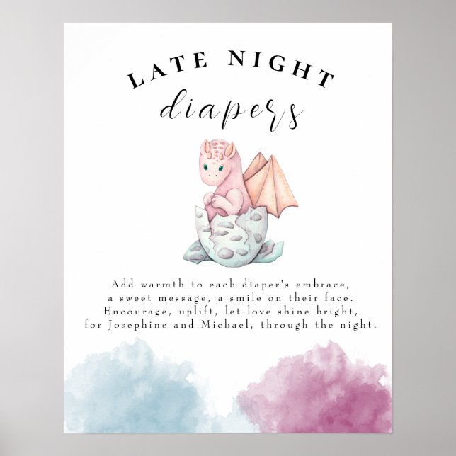 Poster Baby shower de dragon d'éclosion Diapositives noct (Devant)