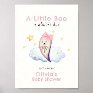 Poster Baby shower de fantôme rose Petit Boo Bow
