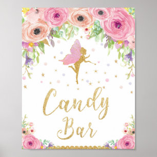 Poster Baby shower de fée Anniversaire Barre de bonbons P