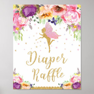 Poster Baby shower de fée Déchets Raffle bébé fille