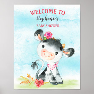Poster Baby shower de ferme de Baby shower de vaches d'aq