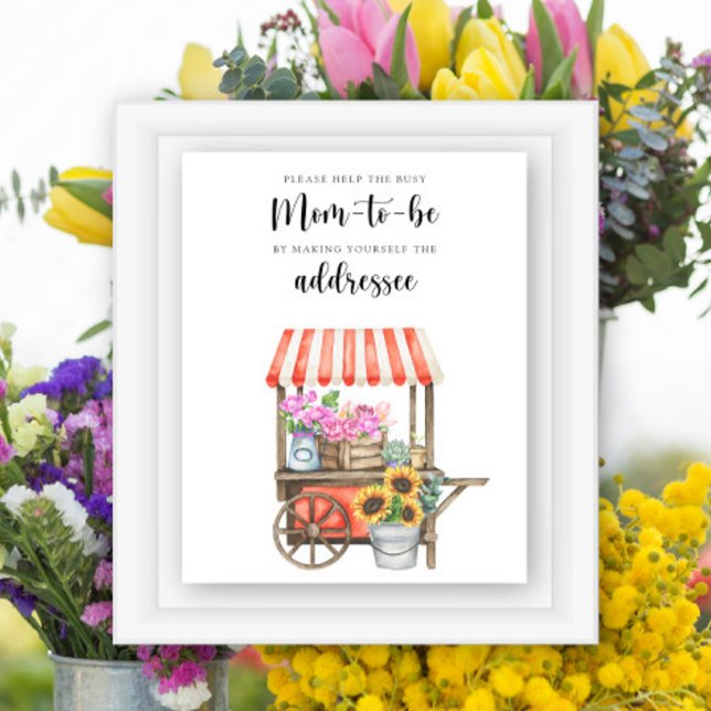 Poster Baby shower de fleurs - Aidez la maman à être occu (Créateur téléchargé)