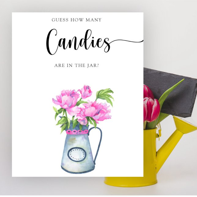 Poster Baby shower de fleurs Devinez combien de bonbons (Créateur téléchargé)