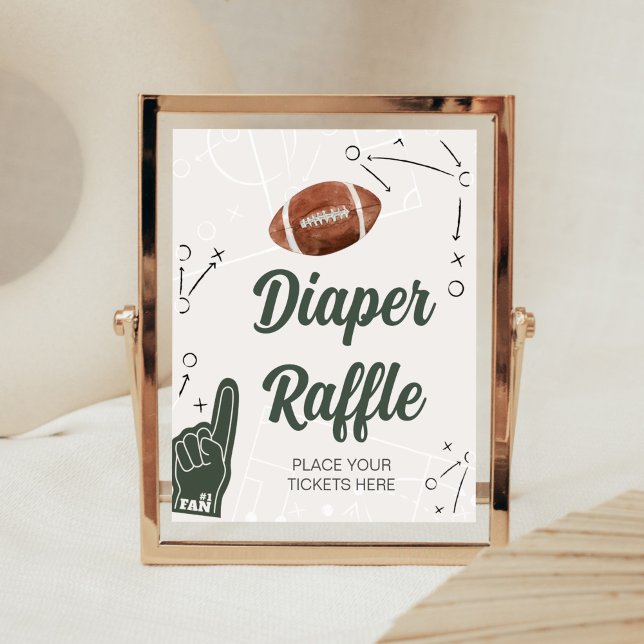 Poster Baby shower de football Déchets Raffle (A Little All Star Baby Shower Diaper Raffle Sign)