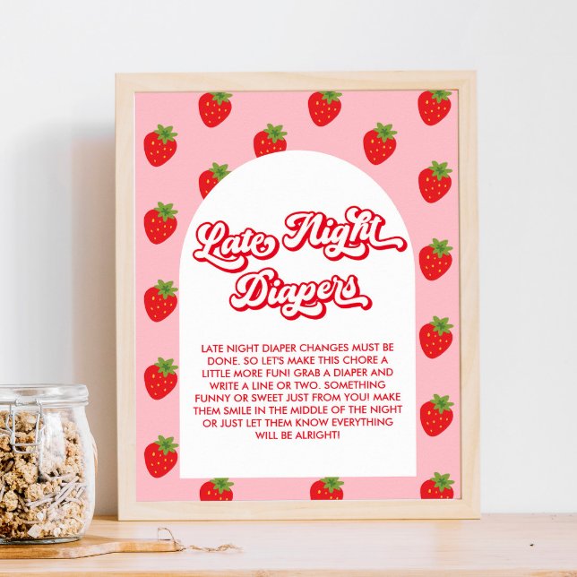 Poster Baby shower de fraises Late Night Diapers Jeu (Créateur téléchargé)
