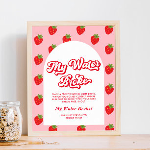 Poster Baby shower de fraises My Water Broke Game