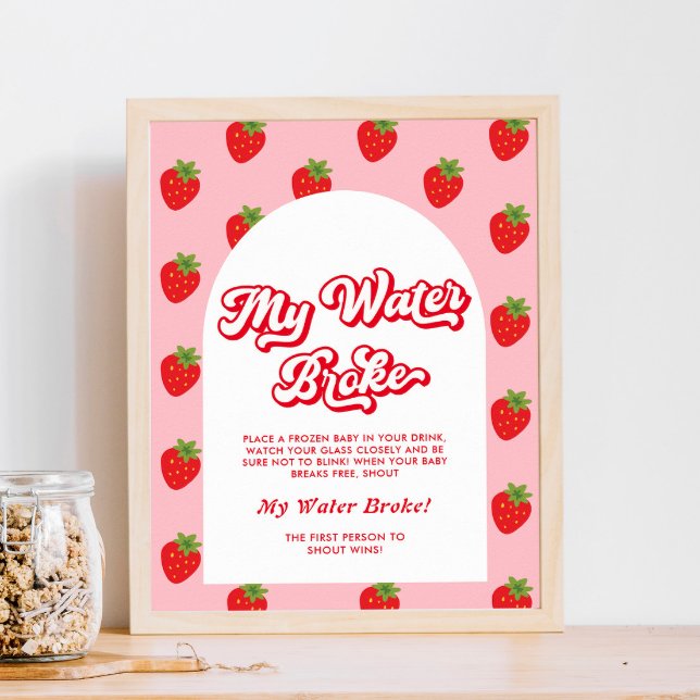 Poster Baby shower de fraises My Water Broke Game (Créateur téléchargé)