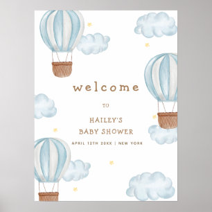 Poster Baby shower de garçon Cloud Air Chaud Cute