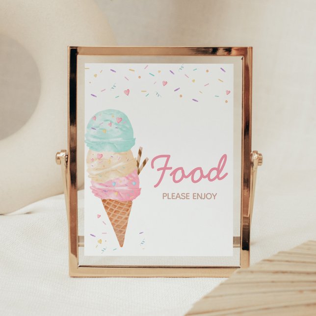 Poster Baby shower de glace (Ice Cream Sprinkled with Love Baby Shower Food Sign)