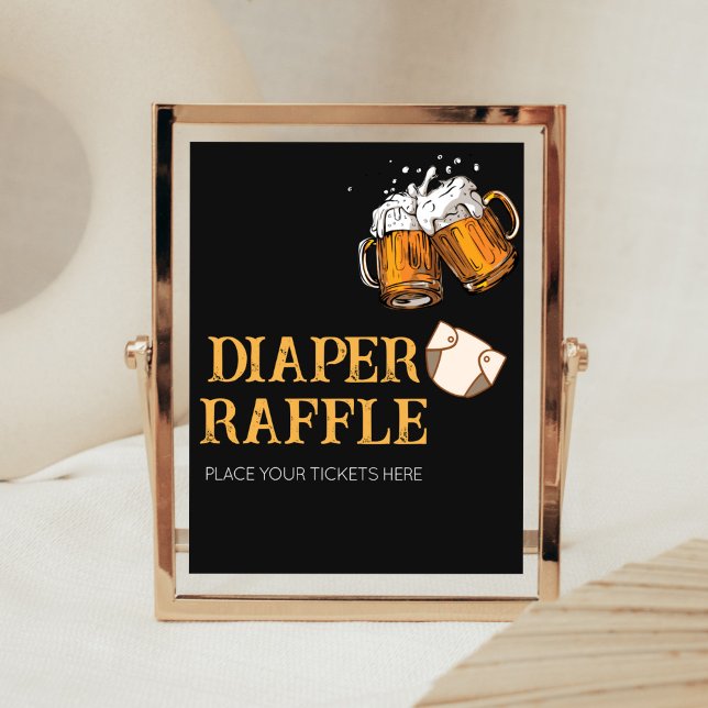 Poster Baby shower de la bière et des plongeurs (Brewing Diaper Party Baby Shower Diaper Raffle Sign)