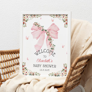 Poster Baby shower de la boue rose fraise